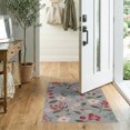 thumbnail image 2 of ODIKA 2'x3' Gray Red Soft Cherry Blossom Design Washable Accent Rug Elegant Floral Pattern with Modern Charm for Bedroom, Nursery, RV, Pet Friendly, Bedside Mat, 2 of 7