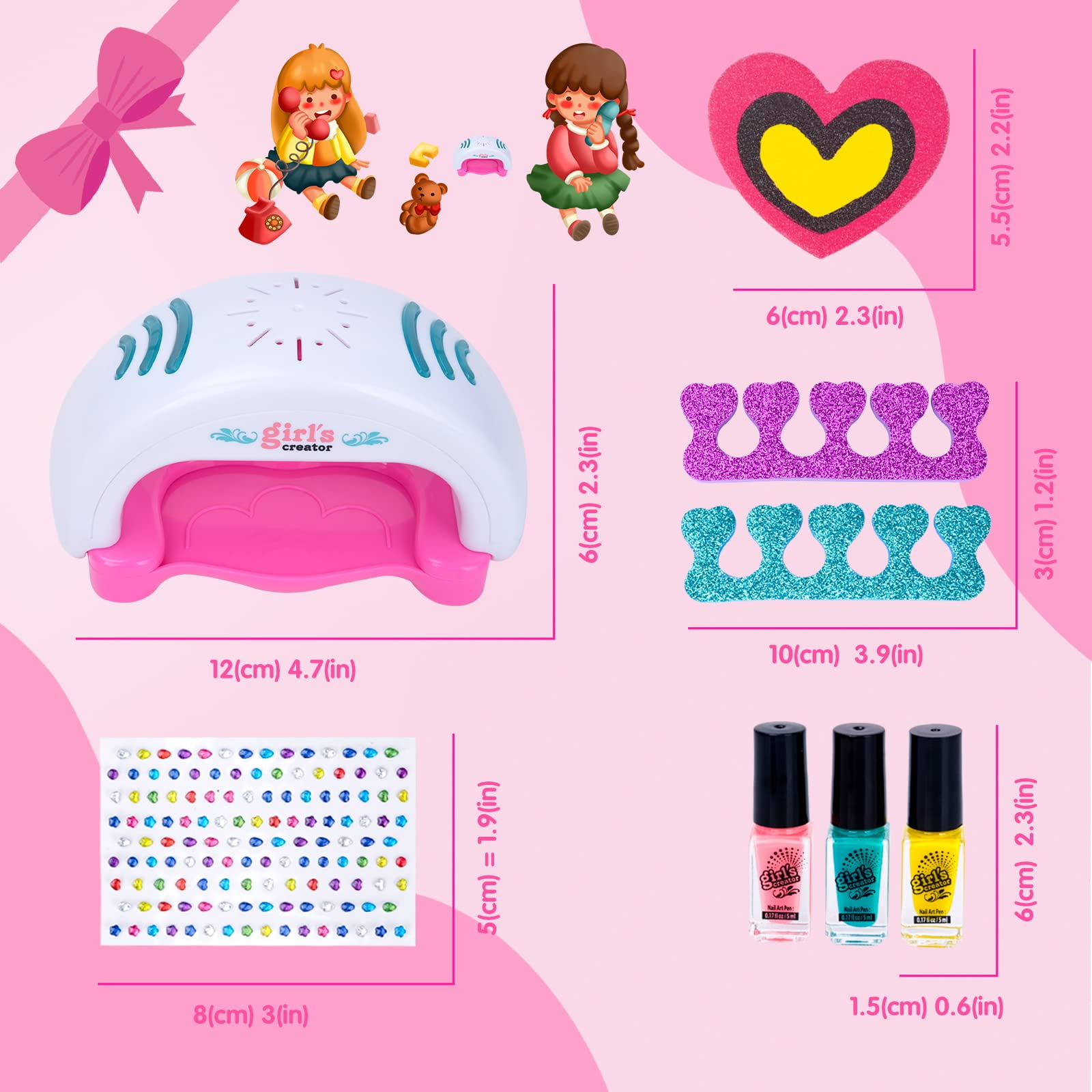 Nail Gifts for Girls Age 8 9 10, Kids Nail Polish Toys for 6 7 8 9 10 11 12 Teenage Girls Birthday Presents Girl Nail Varnish Kits for Kids Gifts Age 6-12 Nail Salon Games Girls Manicure Sets