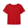thumbnail image 6 of EnJoCho Girls Short Sleeve Top Ribbed Knit Crew Neck Basic Solid Tee Slim Fit Casual T-Shirt Summer Tops Shirts 5-14 Years, 6 of 7