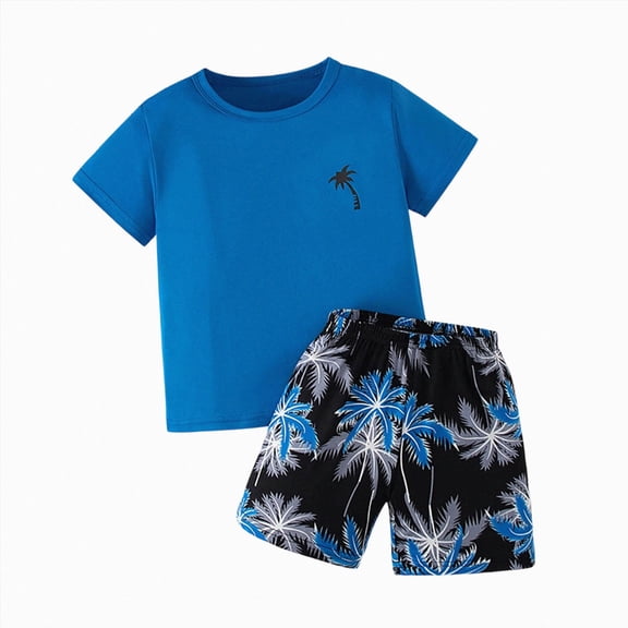 Leey-World Toddler Baby Boys Summer Outfits Short Sleeve Cartoon Print T-Shirt Tops & Shorts Sets 2Pcs Cute Baby Boys Cotton Summer Clothes For 1t 2t 3t 4t Toddler Summer Outfits Boy(Blue,9-10 Years)