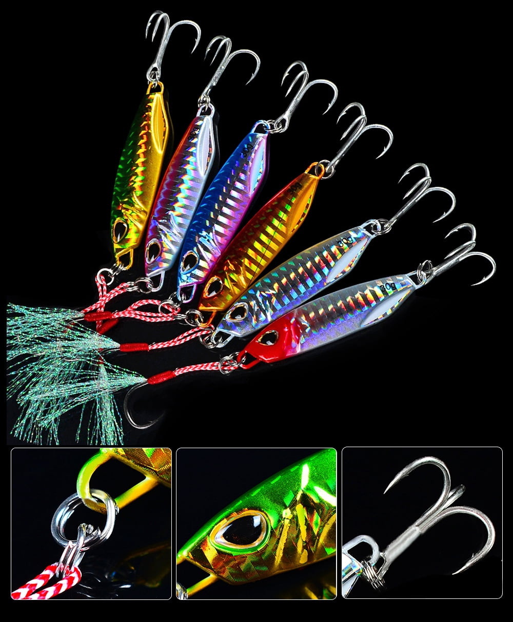 6Pcs 10g-50g Laser Duo Metal Jig Fishing Lure Slow Jigging Baits realistic silhouette
