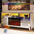 thumbnail image 3 of Modern Electric Fireplace TV Stand,Firebox w/3D Realistic Flame,Mirrored Crush Diamond Media Entertainment Center Console Table w/LED Lights,Storage Cabinets Living Room,Bedroom,Office(Silver), 3 of 18