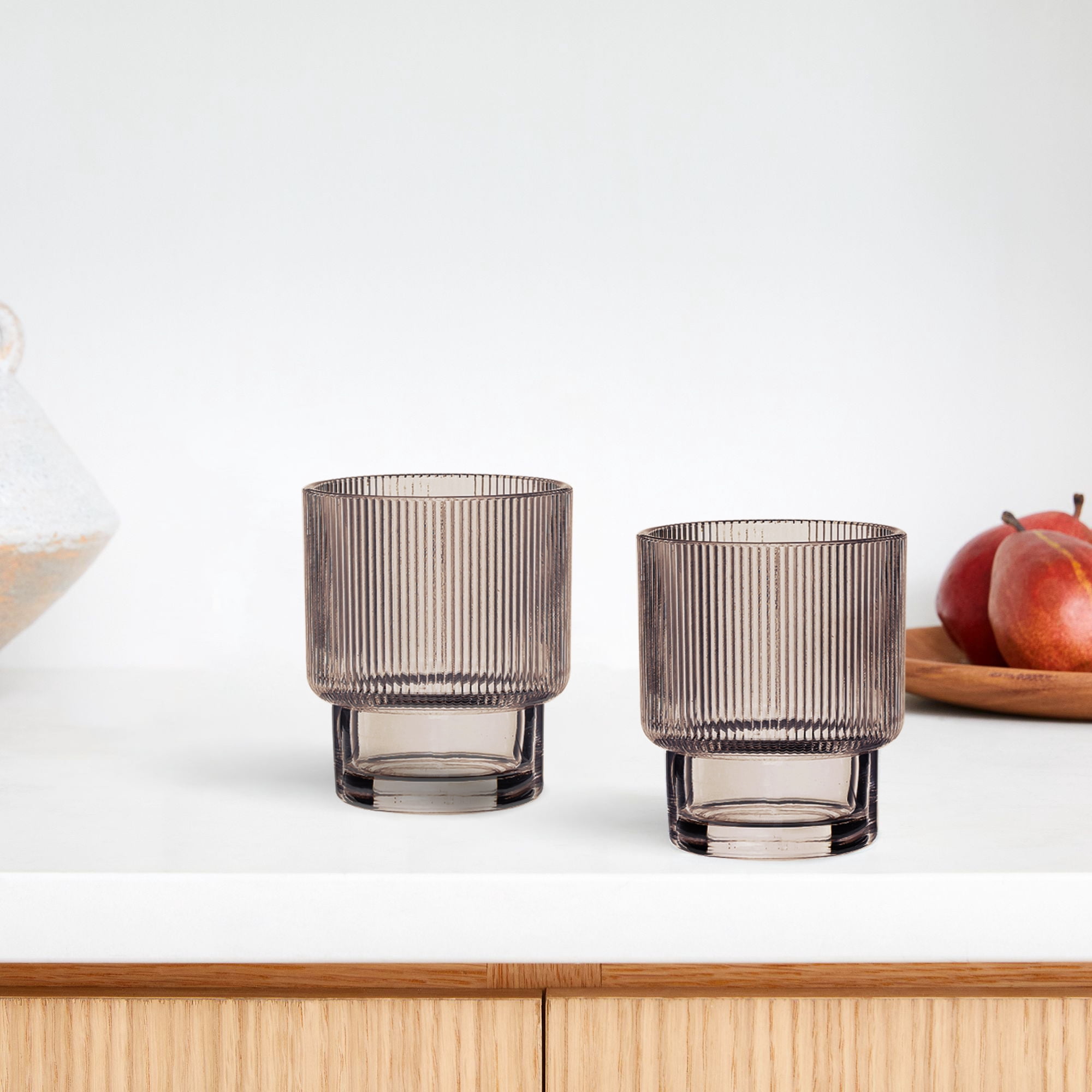 Better Homes & Gardens Stackable Ribbed Glass Tumbler, Brown Tint, 11.5 oz