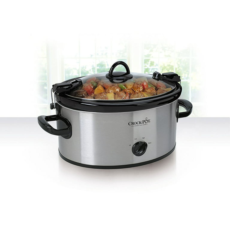 Crock-Pot Cook and Carry 6 Quart Oval Manual Portable Stainless Steel Slow  Cooker