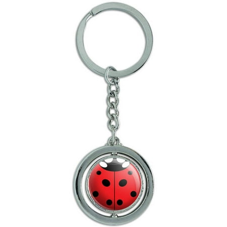 - Lady Bug Ladybug Insect Spinning Round Metal Key Chain Keychain Ring