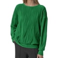 thumbnail image 1 of Women's Long Sleeve Ribbed Knit Pullover - Solid Color Polyester Sweatshirt, Casual Hoodless Top for All Seasons, 1 of 7