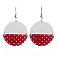 thumbnail image 4 of Half Round Point Plaid Leather and Acrylic Semicircle Geometric Women Earrings, 4 of 9