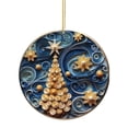thumbnail image 2 of Linnome Christmas Tree Ornament 3.54 Inch Round Quilled Paper Art Style Hanging Decor, Blue and Golden Swirling Starry Night Design, Luxury Holiday Keepsake for Home Fireplace and Party Decoration, 2 of 7