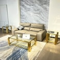 thumbnail image 2 of Gold Modern Coffee Table Featuring Double-layer Clear Glass - Living & Office Spaces Tempered Working Decor, 2 of 3