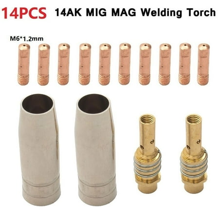 

14Pc Mag Mig-14Ak Welding Torch Consumables Torch Gas Nozzle Tip Holder