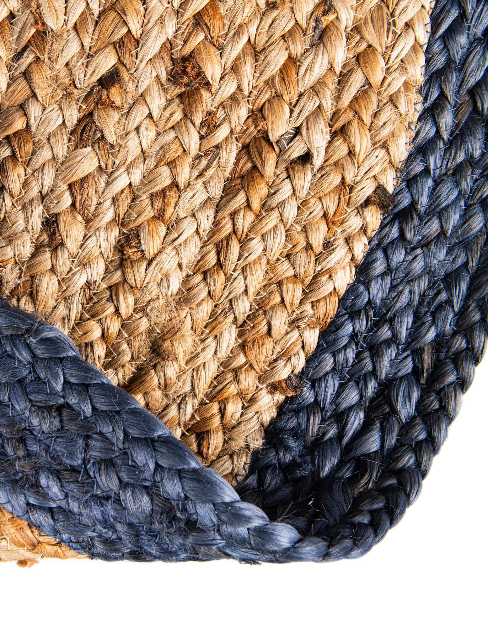 Unique Loom Braided Jute Collection Area Rug - Goa (8' x 10' Oval Natural/Navy Blue)