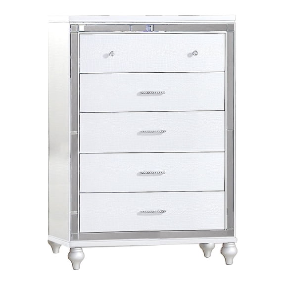 Sterling Mirror Framed Chest Made With Wood in White Color