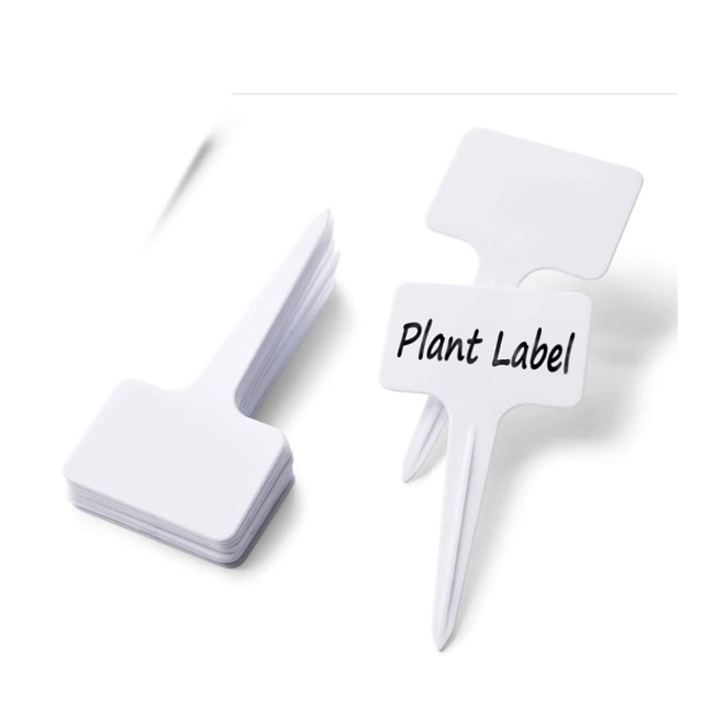 JM 100 piezas de etiquetas de plantas de plástico, etiquetas de plantas en forma de T, etiquetas de jardín, etiquetas de jardín, etiquetas de plantas impermeables para jardín al aire libre, etiquetas de nombres de plantas, etiquetas de semillas, postes de identificación de plantas JM