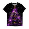 thumbnail image 4 of Women's Christmas Shirts Funny Christmas Tree Print Tee Shirts Crew Neck Top Short Sleeve Pullover Sweater Blouses Side Split Christmas Tops Christmas Gifts, 4 of 4
