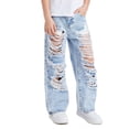 thumbnail image 2 of JUMEYU Kids Baggy Jeans Boys Toddler & Big Child Wide-Leg Cargo Jeans, Denim Pants 4T 5T (Light Blue,4-5 Years), 2 of 6