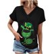 thumbnail image 2 of Fiudx Tops para Mujer Top de Primavera/Verano de Manga Corta Informal con Cuello En V Estampado Del Día de San Patricio para Mujer, 2 of 5