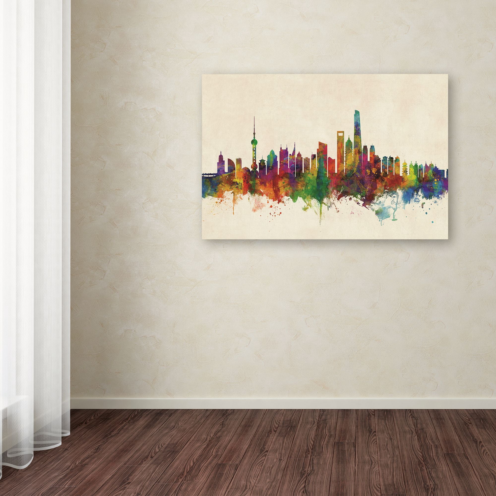 Trademark Fine Art 'Shanghai China Skyline' Canvas Art by Michael Tompsett