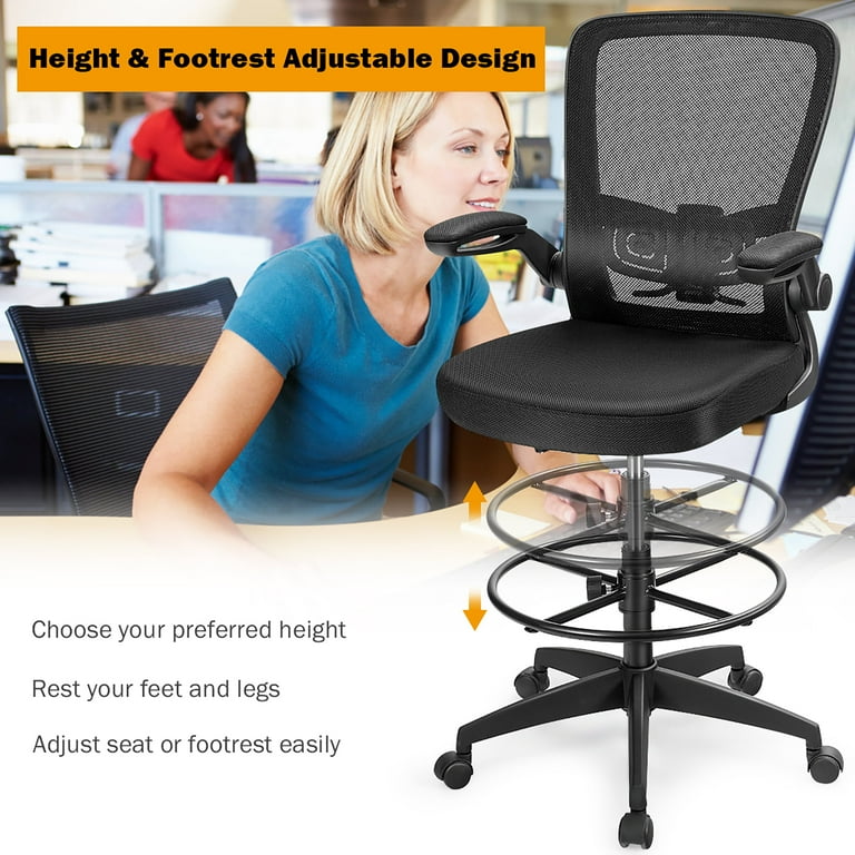 Costway Tall Office Chair Adjustable Height W/lumbar Support Flip Up Arms :  Target