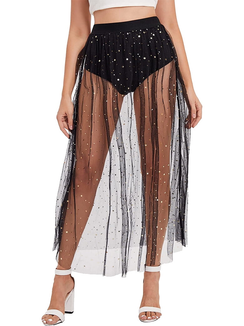 Sheer high waisted on sale pleated skirt