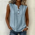 thumbnail image 6 of ClodeEU Women's Henley V Neck Sleeveless Tank Top,Casual Loose Fit Solid Color Blouse with Button for Summer Light Blue,Women's Plus M, 6 of 6