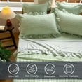 thumbnail image 2 of Sage Green Gingham Ruffle Queen Sheet Set, Green Soft Pre-Washed Microfiber Plaid Ruffled Queen Bed Sheets, 4-Pieces Farmhouse Sheet Set with Deep Pocket, 2 of 8