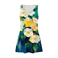 thumbnail image 4 of Floral Printed Funny Mini Dress for Women Crewneck Casual Spring Summer Beach Sundress V-neck Sleeveless Tank Dresses, 4 of 5
