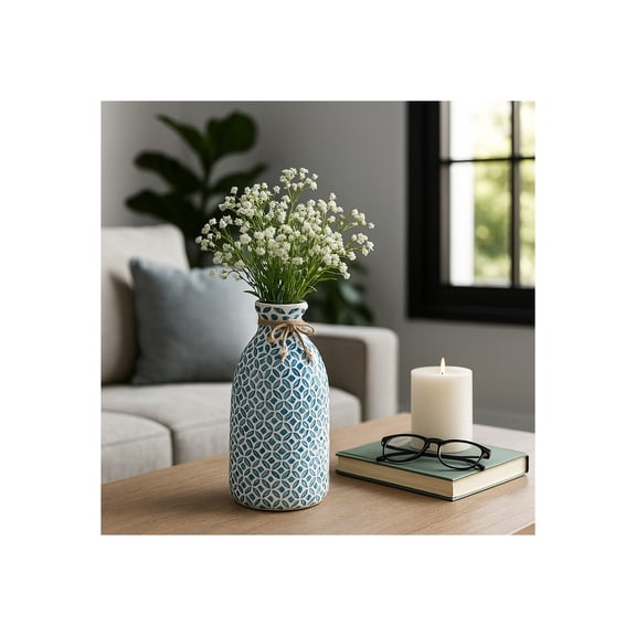 Sagebrook Home Glass, 13"h Mosaic Vase, Blue