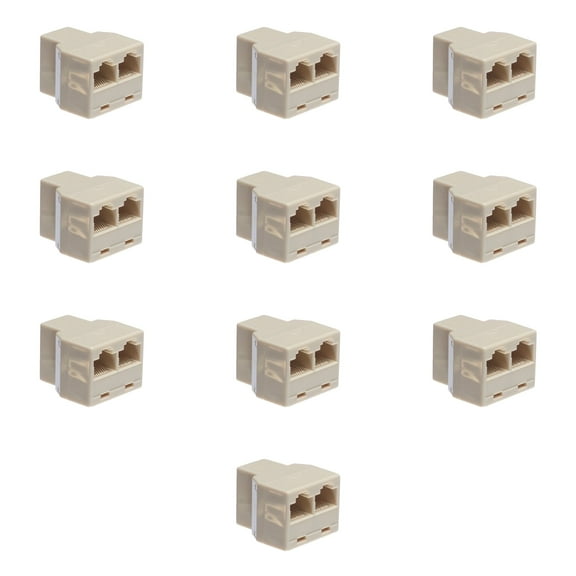 RJ45 Female Inline Coupler Adapter - 8P8C - Straight Pinout for Ethernet Cable Connections 10 Pcs Pack