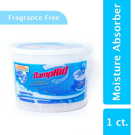 DampRid Hi-Capacity Moisture Absorber in 4 Lb. Tub, Fragrance Free; Attract and Trap Excess Moisture from the Air to Eliminate Unpleasant Musty Odors and Create Cleaner, Fresher (Best Basement Odor Absorber)