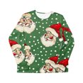 thumbnail image 4 of Odeerbi Christmas Pajamas for Family Holiday Long Sleeve Family Christmas Pajamas Matching Sets Kids Parent-Child Printed Home Wear Two-Piece Sleepwear Xmas Family Matching PJs Set Green, 4 of 4