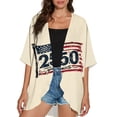thumbnail image 4 of JULMCOMO 4th of July Lightweight Cardigans for Women Red White Blue Half Sleeve Patriotic Kimono Cover Ups Summer Tops Khaki S, 4 of 6