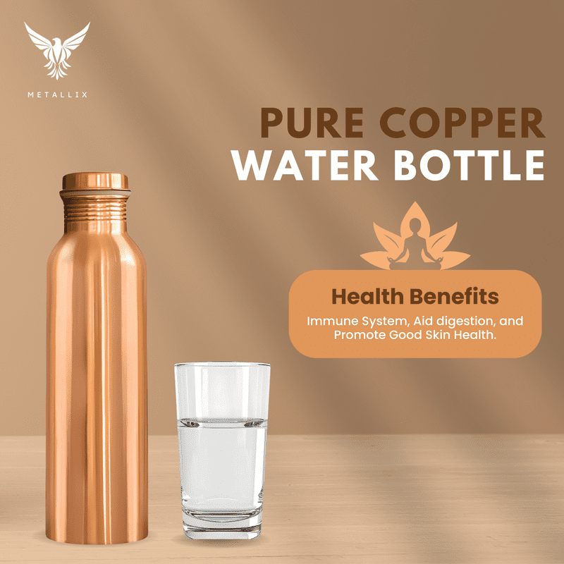 TITAN INTERNATIONAL Copper Bottle | Copper Water Bottle for Drinking | BPA Free & Leak Proof | Easy to Carry | Suitable for Yoga, School & Office - 1000ml / 32 Oz