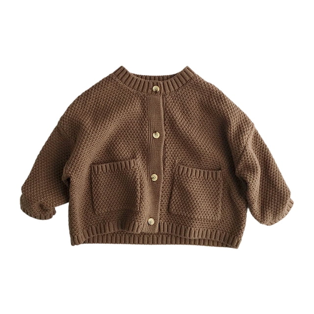 zbxnLI Kids Boys Girls Cardigan Sweaters Button Long Sleeve Open Front Knit Cardigans with Pockets