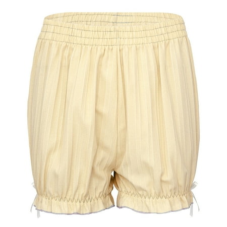 Alvivi Women Frilly Bloomers Shorts Elastic Waistband Solid Loungewear Underwear Pettipants Apricot 4XL