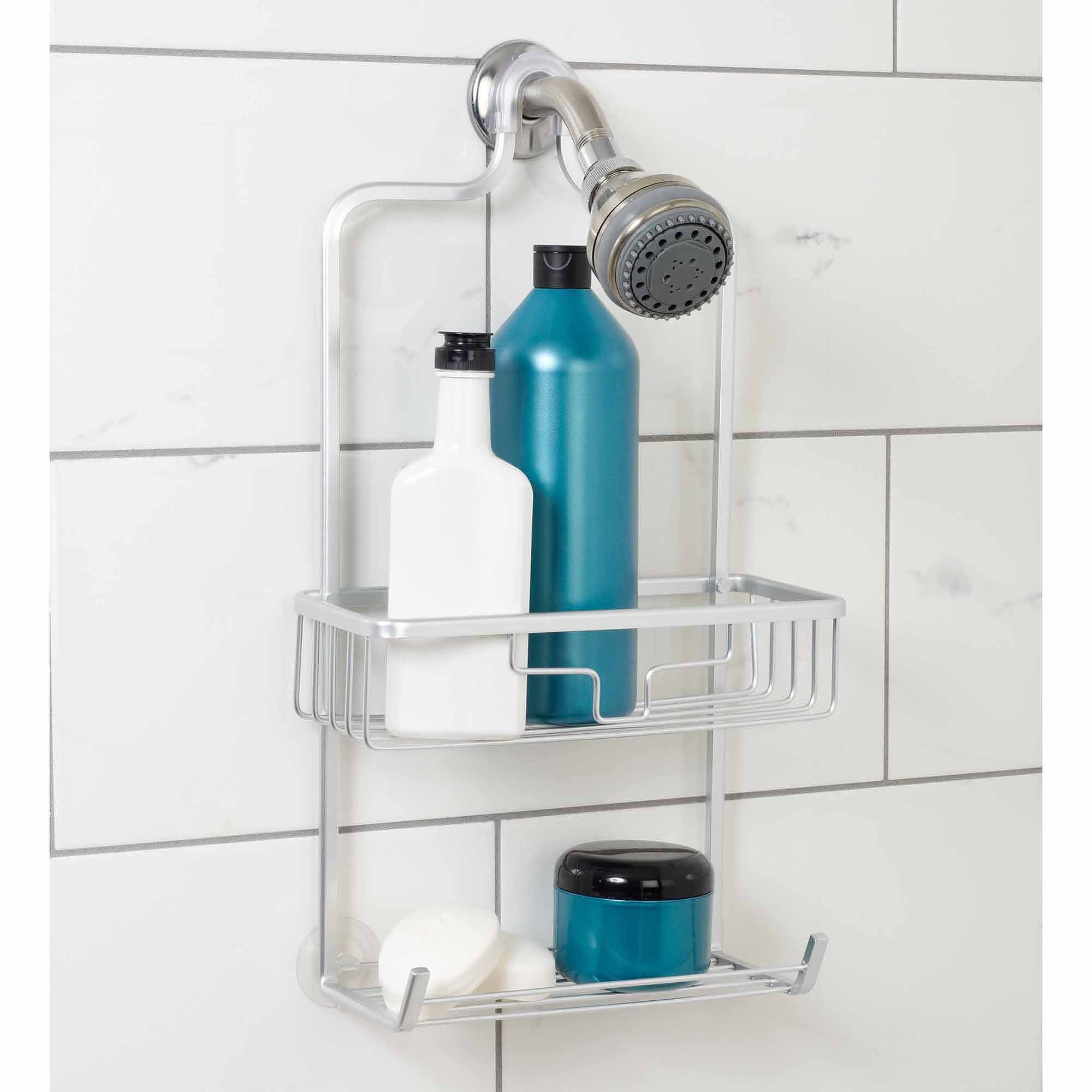 Zenna Home NeverRust Aluminum Shower Caddy with Bucket Shelf, Satin