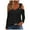 Black, variant on Fall !3/4 Sleeve T Shirts for Women Plus Size Women's Casual Solid Color Shoulder Drop Long Sleeve Pullover Long Sleeve Top V-Neck Top/Shirt Black XL