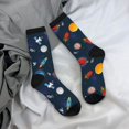 thumbnail image 5 of Hirioo Space Cartoon Pattern Adult Middle Tube Socks Breathable Sock Non-Pilling,Contrasting Color Design, 5 of 6