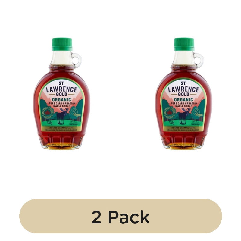 St Lawrence Gold Organic Pure Maple Syrup Dark 330g, British Import (Pack of 2)