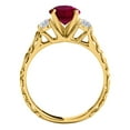 thumbnail image 3 of Mauli Jewels Rings for Women 0.70 Carat Diamond And Round Shaped Created Ruby Ring 4-prong 10K Yellow Gold, 3 of 6