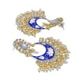 thumbnail image 3 of Crunchy Fashion Bollywood Jewellery Traditional Ethnic Bridal Bride Wedding Bridesmaid Indian Traditional Gold-Plated Meenakari Chandbali Kundan Floral Blue Earrings With Pearls For Girls &Women's, 3 of 4