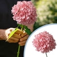 thumbnail image 2 of Artificial Hydrangea Stem - Large Embroidered Fabric Flower for Wedding, Home, DIY, No Fade (Color Pink), 2 of 6