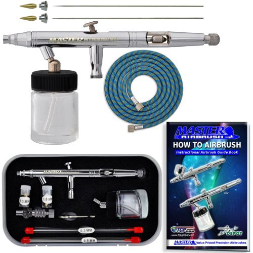 Master Airbrush S622-SET Master S62 All-Purpose Precision Dual-Action Siphon Feed Airbrush Pro Set with 3 Nozzle Sets