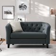 thumbnail image 6 of Husbedom 50" Upholstered Contemporary Modern Loveseat Sofa, Polyester Linen Button Tufted Barrel Loveseat, Mid-century 2 Seater Small Sofa Couch for Small Spaces, Bedroom and Living Room, Dark Gray, 6 of 8