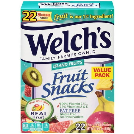 Welch's Fruit Snacks, Island Fruits, 0.9 Oz, 22 Ct