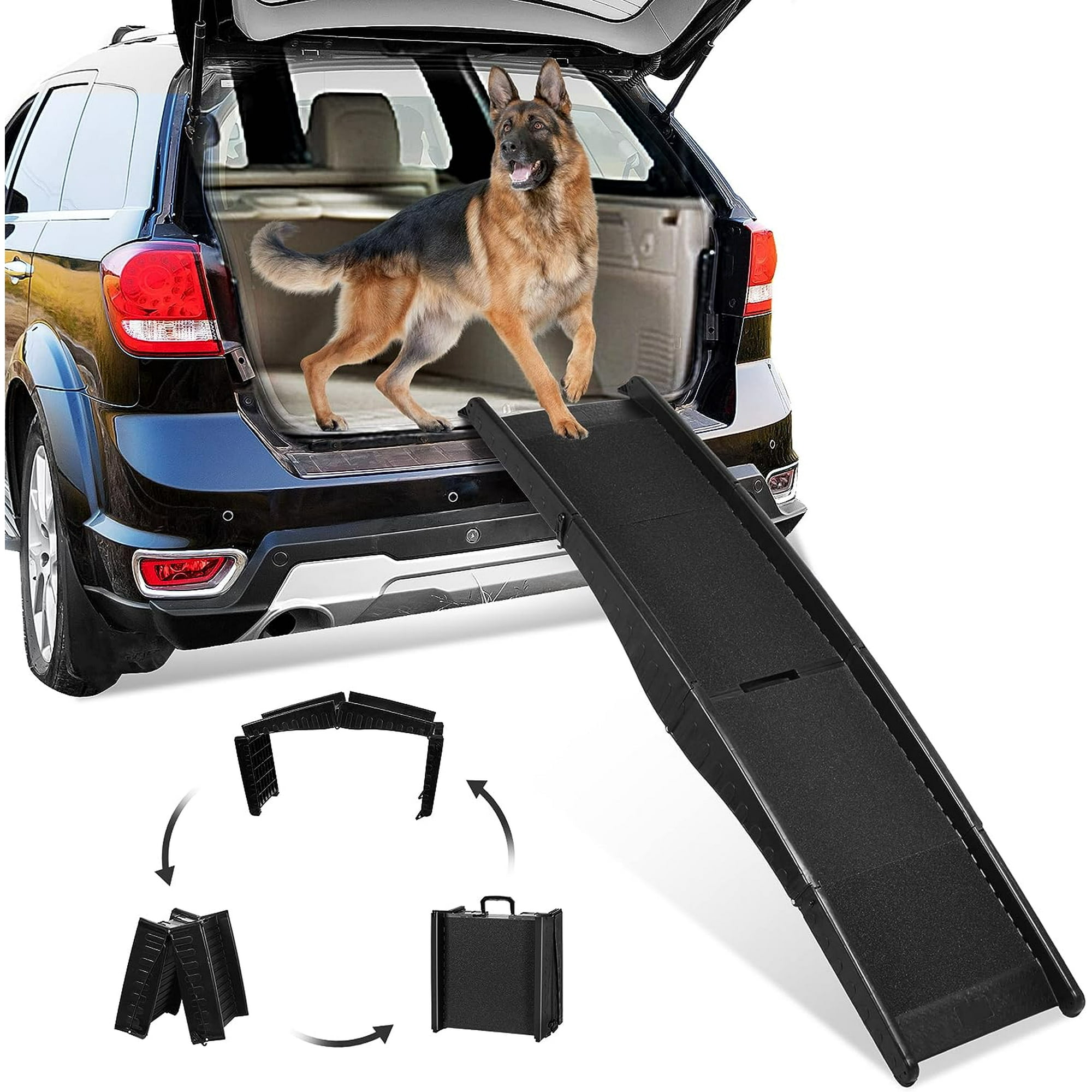 LIVINGbasics 59.8l Portable Car Dog Ramp With Carrying Handle Black