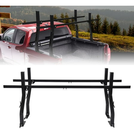 Universal Truck Ladder Rack, 1000Lbs Adjustable Truck Bed Rack Contractor Ladder Heavy Duty Carbon Steel Trailer Rack Utility Lumber Kayak Rack, 46-71x14x33In for Pick-up Trucks