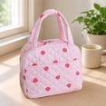 thumbnail image 5 of Versatile Strawberry Stripe Cute Lunch Box & Insulated Bag, Large Capacity Lunch Bag with Double Handles, Double Lunchbags for Work School Picnics, 5 of 6