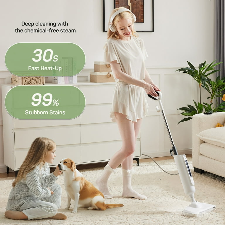 【na.e】 Smooth Reversible All-in-one Steam Mop for Floor Cleaning, Lightweight Electric Steamer with 2