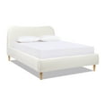 thumbnail image 3 of Bed Frame Roman Curved Headboard Upholstered Platform Bed, Queen, Ivory White Boucle, 3 of 8
