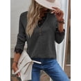 thumbnail image 1 of Camiseta de encaje con cuello en V para mujer, remera informal de Color sólido, Jersey holgado elegante, camisetas de manga larga 2022, 1 of 4